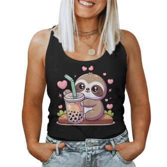 Cute Sloth Boba Bubble Milk Tea Kawaii Girls Sloth Women Tank Top - Monsterry CA