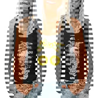 Cute Sunflower Floral Skull Flowers Lover Women Tank Top - Thegiftio