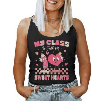 Cute Teacher My Class Is Full Of Sweet Hearts Valentines Day Women Tank Top - Monsterry