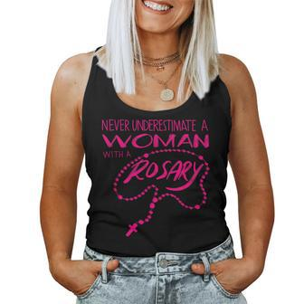 Cute Never Underestimate A With A Rosary Women Tank Top | Mazezy