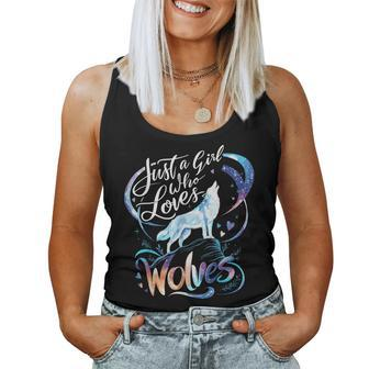 Cute Wolf Just A Girl Who Loves Wolves Women Tank Top - Seseable