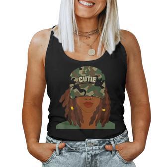 Cutie Loc'd Girl With Camo Hat Locs Women Tank Top - Seseable