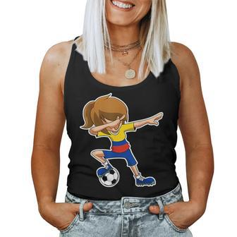 Dabbing Soccer Girl Colombia Colombian Flag Jersey Women Tank Top - Monsterry