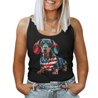 Dachshund Dog 4Th Of July American Flag For Women Women Tank Top - Monsterry UK