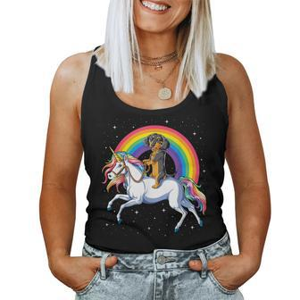 Dachshund Unicorn T Girls Space Galaxy Rainbow Dog Women Tank Top - Thegiftio UK