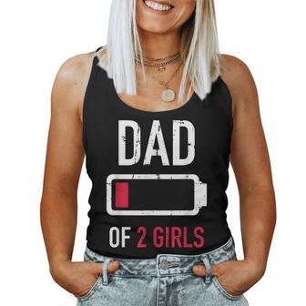 Dad Of 2 Two Girls Low Battery For Father's Day Women Tank Top - Monsterry CA