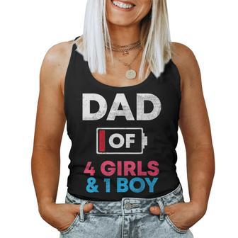 Dad Of 4 Girls And 1 Boy Battery Low Daddy Father's Day Women Tank Top - Monsterry AU