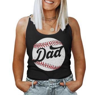 Dad Baseball Ball Vinatge Groovy Baseball Daddy Fathers Day Women Tank Top - Monsterry UK