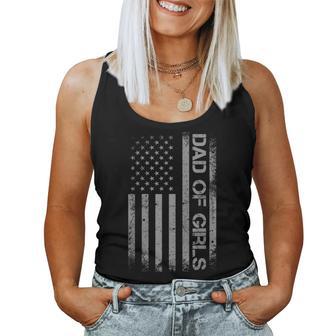 Dad Of Girls Father's Day American Flag 4Th July Dad Women Tank Top - Monsterry AU