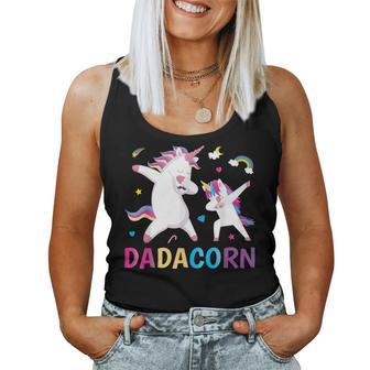 Dadacorn Dabbing Unicorn Dad From Daughter Girl Fathers Day Women Tank Top - Monsterry