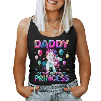 Daddy Of The Birthday Princess Girl Flossing Unicorn Daddy Women Tank Top - Thegiftio UK