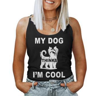 Damen Mein Hund Findet Mich Cool Yorkshire Terrier Papa Mama Familie Lustig Mit-Ausschnitt Tank Top Frauen - Geschenkecke