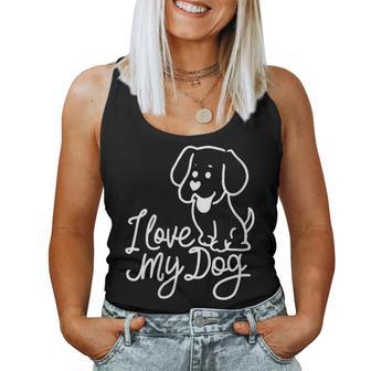 Damen Süßes I Love My Dog Ich Liebe Meine Hund Outfit Hunde Mama Mit-Ausschnitt Tank Top Frauen - Geschenkecke