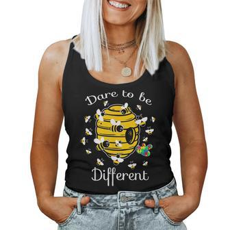 Dare To Be Different Bee Puzzle Cool Autism Awareness Women Tank Top - Monsterry DE