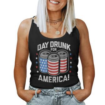 Day Drunk For America Patriotic Stars & Stripes Beer Cans Women Tank Top - Monsterry UK