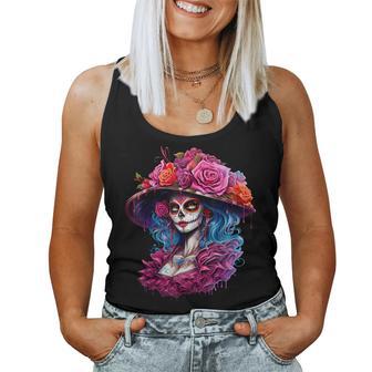 De Los Muertos La Catrina Day Of The Dead Sugar Skull Women Women Tank Top - Thegiftio UK