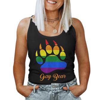 Distressed Gay Bear Paw Rainbow Lgbtq Grizzly Bear Gay Pride Women Tank Top - Monsterry DE