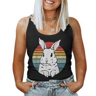 Distressed Retro Vintage Graphic Rainbow White Rabbit Women Tank Top - Monsterry