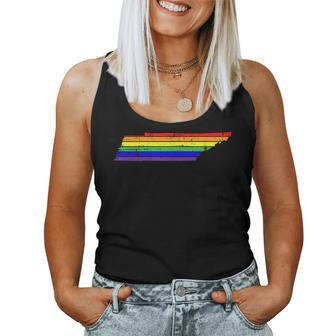 Distressed State Of Tennessee Lgbt Rainbow Gay Pride Women Tank Top - Monsterry CA
