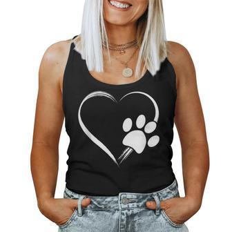 Dog Paw Print Heart For Mom For Dad Women Tank Top - Monsterry AU