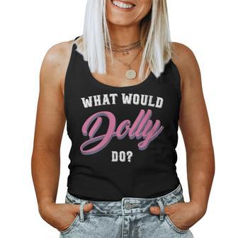 What Would Dolly Do Cursive Cowboy Graphic Women Tank Top - Thegiftio UK