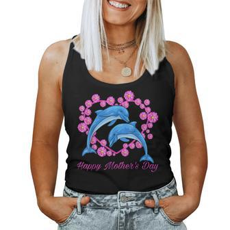 Dolphins Heart Flower Happy Mother's Day 2023 For Mom Women Tank Top - Thegiftio UK