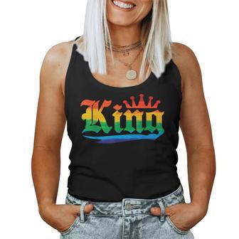 Drag King With Crown Rainbow Gay Pride Women Tank Top - Monsterry