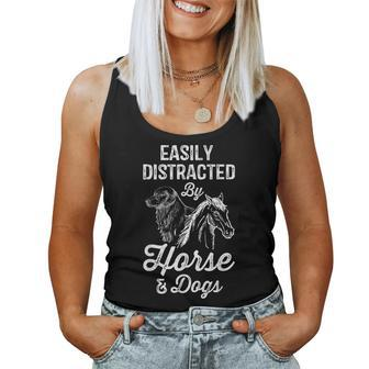 Easily Distracted By Horses And Dogs For Girls Women Tank Top - Monsterry DE