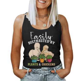 Easily Distracted By Plants & Chickens Silkie Chicken Women Tank Top - Thegiftio UK