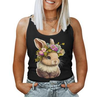 Easter Bunny Rabbit Happy Bunny Flower Graphic Girls Women Tank Top - Thegiftio UK