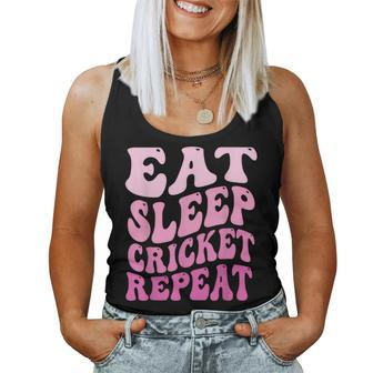 Eat Sleep Cricket Repeat Groovy Cricket Player Lover Women Tank Top | Mazezy UK