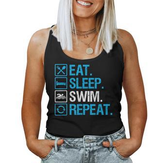 Eat Sleep Swim Repeat Swimming Swimmer For Men Women Tank Top | Mazezy
