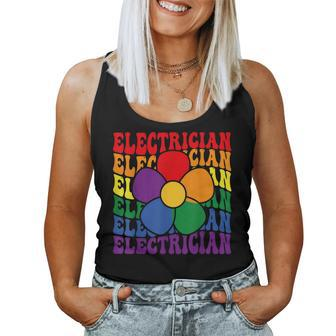 Electrician Rainbow Lgbtq Gay Pride Lesbian Retro Groovy Women Tank Top - Monsterry DE