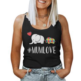 Elephant Mum T Kid Heart Autism Awareness Mum Women Tank Top - Seseable