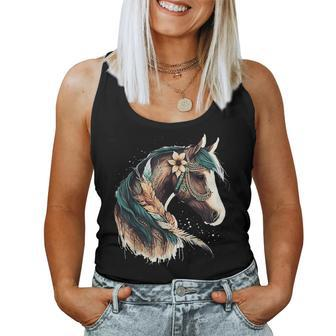 Equestrian Horse Portrait Western Horseback Riding For Girls Women Tank Top | Mazezy