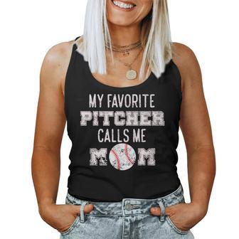 My Favorite Pitcher Calls Me Mom Baseball Mom Women Tank Top - Monsterry UK
