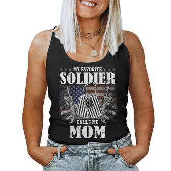 My Favorite Soldier Calls Me Mom Veteran Women Tank Top - Monsterry