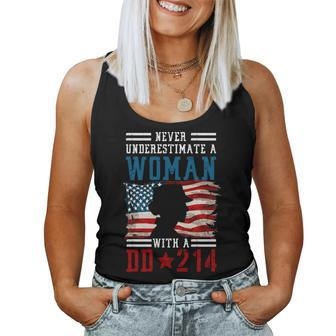Female Veteran Never Underestimate A Woman With A Dd-214 Women Tank Top - Seseable