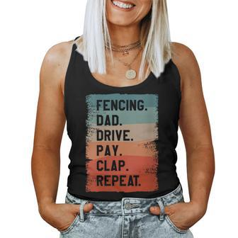 Fencing Dad Drive Play Clap Repeat Sword Fencer Women Tank Top - Monsterry CA