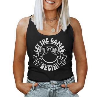 Field Day Let The Games Begin Groovy Happy Face Boys Student Women Tank Top - Monsterry CA