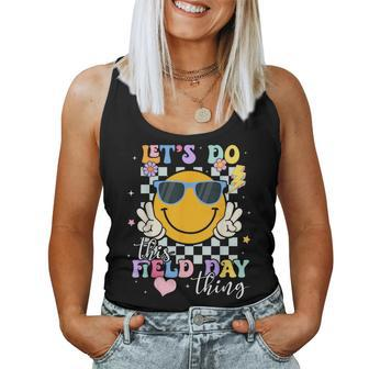 Lets Do This Field Day Thing Groovy Hippie Face Sunglasses Women Tank Top - Monsterry