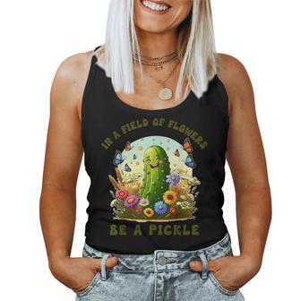 In A Field Of Flowers Be A Pickle Butterfly Floral Women Tank Top - Monsterry DE