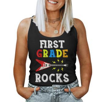 First Grade Rocks Guitar Music First Day Of School Women Tank Top - Monsterry