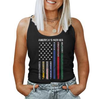 First Responders Hero Flag Nurse Ems Police Fire Military Women Tank Top - Monsterry