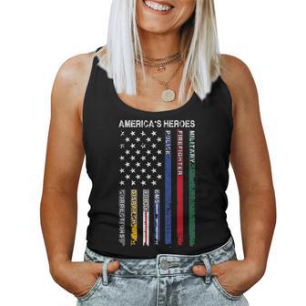 First Responders Hero Flag Nurse Ems Police Fire Military Women Tank Top - Monsterry AU