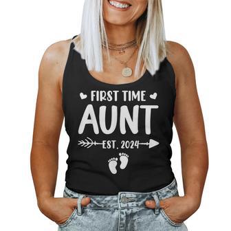 First Time Aunt 2024 Pregnancy Announcement Baby Shower Women Tank Top - Monsterry