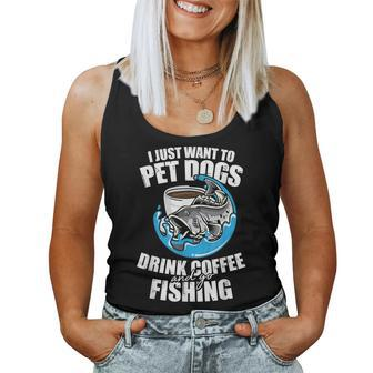 Fishing Pet Dog Drink Coffee Fish Hunting Fisherman Women Tank Top - Monsterry AU