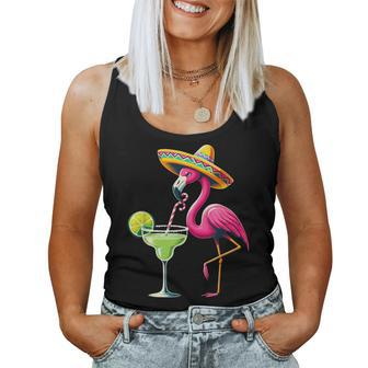 Flamingo Drinking Margarita Mexican Poncho Cinco De Mayo Women Tank Top | Mazezy UK