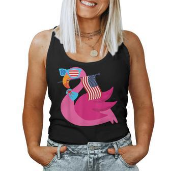 Flamingo Sunglasses Usa American Flag Cute 4Th Of July Women Tank Top - Monsterry