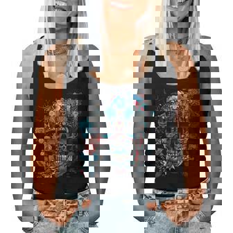 Floral Calavera Mexicana Día De Muertos Dia De Muertos Camiseta sin mangas para mujer - Regaloses